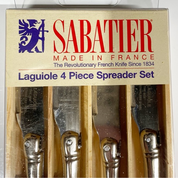 Sabatier Laguiole 4 Piece Spreader Set Stainless Steel Knives Vintage New in Box - Picture 3 of 4
